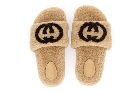 gucci sheepskin slides|Gucci slide sandals.